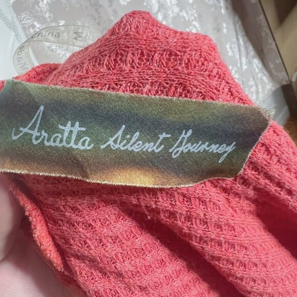 Aratta Silent Journey Waterfall Waffle Knit Open Cardigan Beading Boho Size M - Picture 7 of 10